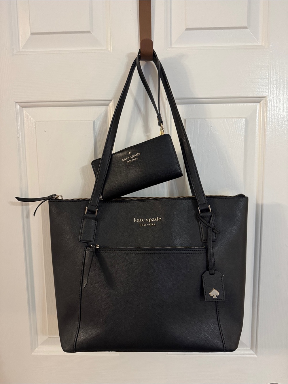 Kate Spade Black Leather Tote with Matching Wristlet